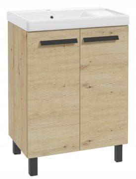 shumee Samostoječa kopalniška omarica z umivalnikom in odtokom 80x60 cm Artisan Oak Bonita