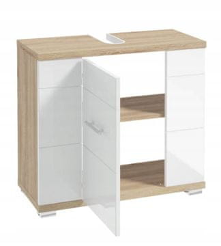 shumee Omarica za umivalnik z izrezom za sifon 70x62,5x31,5 cm Sonoma hrast bela Rita