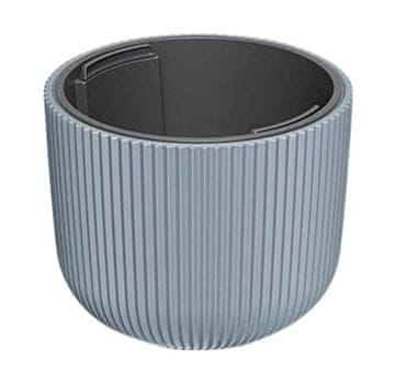 shumee Siv črtast okrogel plastični cvetlični lonček 29,8x25,7 cm z Milly vložkom