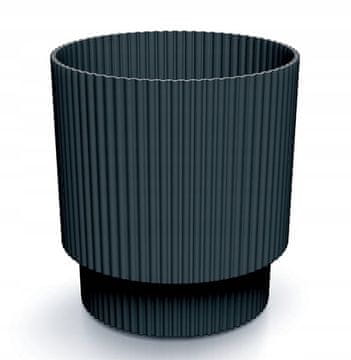 shumee Antracitno rebrast plastični cvetlični lonček 15,7x14,6 cm dekorativni Milly okrogel