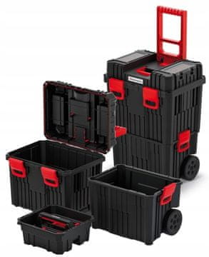 shumee Kistenberg Mobilna škatla za orodje 45x36x64 cm Črna, trdna, lahka, na kolesih