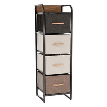 KONDELA Komoda s škatlami iz blaga Hazel tip 1 - črna / bež / rjava