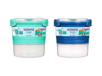 Sistema Škatla za kosilo z vodoodporno skledo in vilicami To Go LunchStack Round 965 ml, mešanica barv