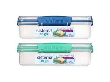 Sistema Snack Box To Go Snack Attack Duo z dvema ločenima predaloma 975 ml, mešanica barv