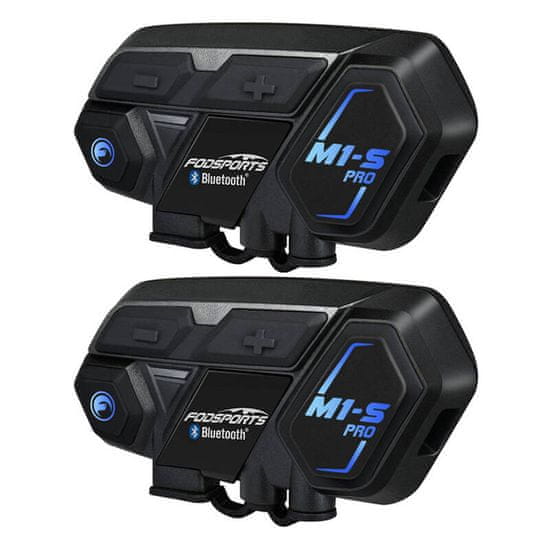 MojPlanet Fodsports M1-S Pro interkom za motorna kolesa v dveh paketih (črn)
