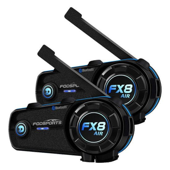 MojPlanet Fodsports FX8 Air motociklistični domofon v dveh paketih (črn)