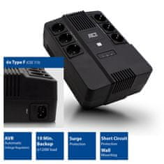 ACT AC2300 Line Interactive UPS 600VA z 6 ozemljenimi vtičnicami, 120W, alarm, AVR