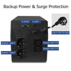 ACT AC2310 Line Interactive LCD 1000VA UPS 2xSchuko, 2xIEC C13, 1000VA, 120W, LCD, USB, AVR