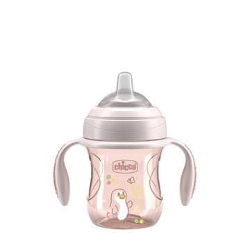 Chicco Prehodni učni lonček z ročaji, roza, 4m+