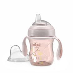 Chicco Prehodni učni lonček z ročaji, roza, 4m+