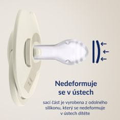 LOVI Dinamični silikonski dudelec Prime 18m+ 2 kosa Kokos/ slonokoščena barva