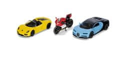 SIKU Super - komplet 2 športnih avtomobilov in motornega kolesa