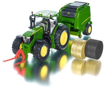 SIKU Farmer - traktor John Deere + stiskalnica 1:32