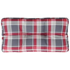 Vidaxl Blazina za kavč iz palet rdeč karo vzorec 70x40x12 cm