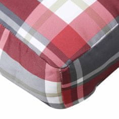 Vidaxl Blazina za kavč iz palet rdeč karo vzorec 70x40x12 cm