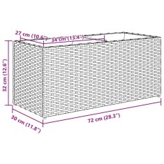 Vidaxl Vrtna korita z 2 loncema 2 kosa črna 72x30x32 cm poli ratan