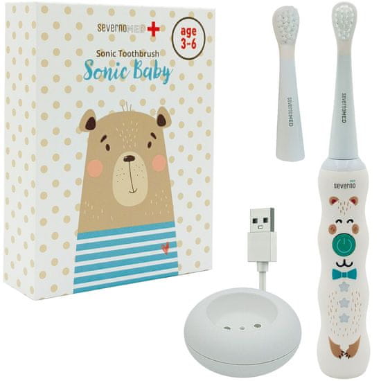 Severno SONIC BABY sonična električna zobna ščetka za otroke 3-6 let + 2 nasveta