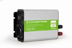 Gembird EG-PWC500-01 12V čisti sinusni avtomobilski pretvornik DC-AC 500W, USB, 230V