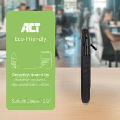 ACT Ovitek za prenosnik AC8585 Suburb 15,6" črn 2l , vodoodbojni recikliran material