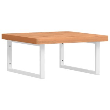 Vidaxl Stenska polica za umivalnik jeklo in trdna bukovina