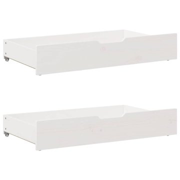 Vidaxl Predal za posteljo 2 kosa bela 90x55x17 cm trdna borovina