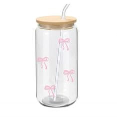 LIVEFY skodelica s slamico SlimBowy 450ml, roza