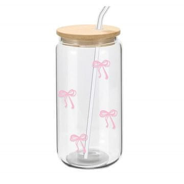 LIVEFY skodelica s slamico SlimBowy 450ml, roza