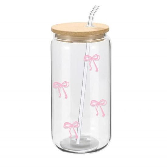 LIVEFY skodelica s slamico SlimBowy 450ml, roza