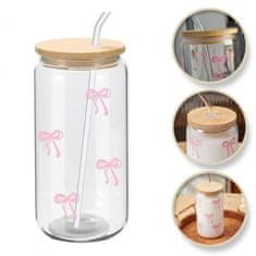 LIVEFY skodelica s slamico SlimBowy 450ml, roza
