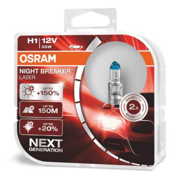 Osram Osram halogenske žarnice h1 12v 55w p14.5s nočni laserski lomilec +150% /2 kosi/