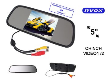 slomart Avtomobilski monitor za vzvratno vožnjo LCD 5-palčni LED v vzvratnem ogledalu AV 12V.... (NVOX NW5005M)