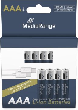MediaRange Baterija lr 03 aaa 1,5 v 1/4 alkalna za polnjenje usb-c mrbat160
