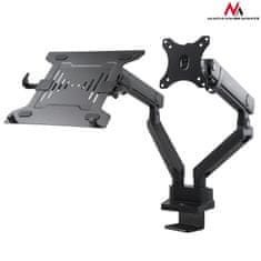 Maclean Maclean, Dvojni namizni nosilec, Za monitor in prenosni računalnik, Vesa 75x75 100x100, 17"-32", 2x8kg, MC-813