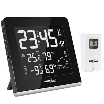 GreenBlue Brezžična 9-barvna vremenska postaja GreenBlue GB151 DCF VA LCD
