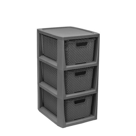 BRANQ Regal s 3 košarami BranQ antracit