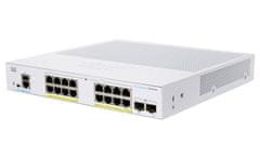 Cisco stikalo CBS250-16P-2G (16xGbE,2xSFP,16xPoE+,120W,brez ventilatorja) - REFRESH