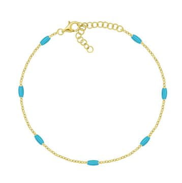 Brilio Silver Pozlačena zapestnica s turkiznimi perlami BRC228YTQ