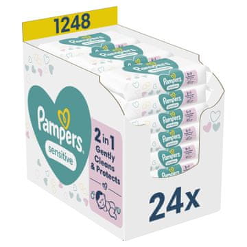 Pampers Sensitive Baby otroški čistilni robčki, 24 x 52 kosov, 1248 robčkov 
