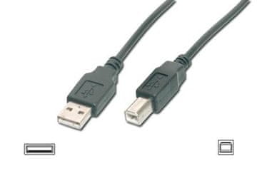 Digitus USB kabel A/samec do B/samec, 2x zaščiten, črn, 3 m