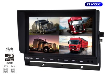 slomart lcd 9-palčni avtomobilski monitor s podporo za 4 kamere in funkcijo dvr 12v 24v snemalnik