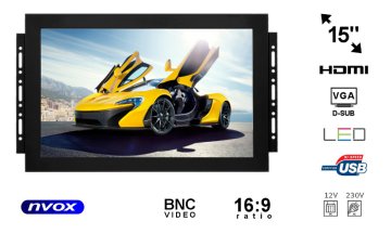 slomart Monitor open frame led 15cali vga hdmi bnc usb 12v 230v
