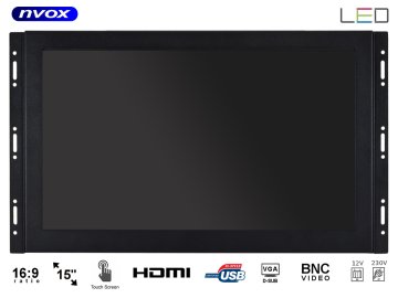 slomart Odprt okvir vodil monitor na dotik 15 palcev vga hdmi bnc usb 12v 230v
