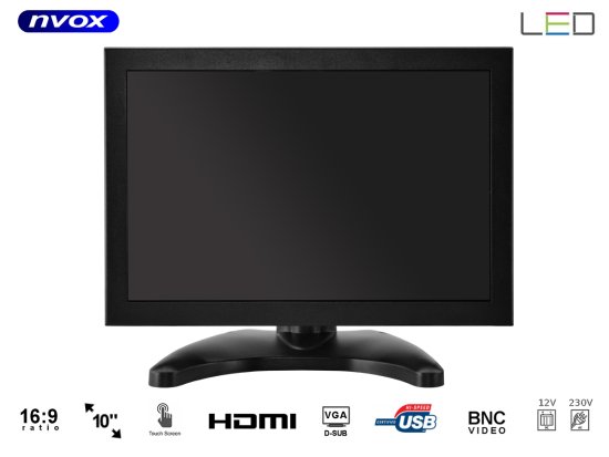 slomart Monitor dotykowy ips odprt okvir vodil 10cali vga hdmi usb av 12v 230v