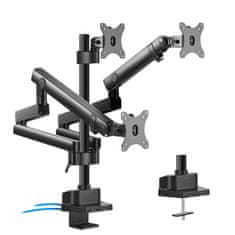 slomart Namizni nosilec Maclean za 3 monitorje LCD, VESA 75x75 in 100x100, 2x USB 3.0, 17-27", 3x7kg, MC-811
