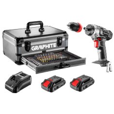 slomart Komplet Energy+ v aluminijastem kovčku: 2x18V/2,0Ah vrtalnik/vijačnik, 10 mm, snemljiv ročaj + 109 kosov dodatne opreme