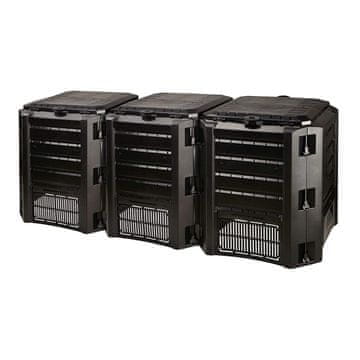 slomart Modularni kompostnik s tremi predali 1200L črn