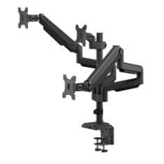 slomart Namizni nosilec za tri monitorje črne barve Ergo Office, s plinsko vzmetjo, 17"-30", 7 kg, 1x USB 3.0, 2x mini-jack, ER-408B