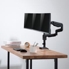 slomart Namizni nosilec za tri monitorje črne barve Ergo Office, s plinsko vzmetjo, 17"-30", 7 kg, 1x USB 3.0, 2x mini-jack, ER-408B