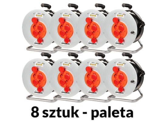 slomart 98-097# Podaljševalni kabel pr-61 s 4 vtičnicami z ozemljitvijo 50 m kovinski boben 3x2,5 mm 8-pack