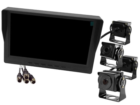 slomart Avtomobilski monitor lcd 9-palčni ahd 4pin z 12v 24v snemalno funkcijo in 4 ahd kamerami